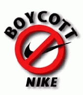 Image arborant un logo de Nike barr et la mention : Boycott Nike !